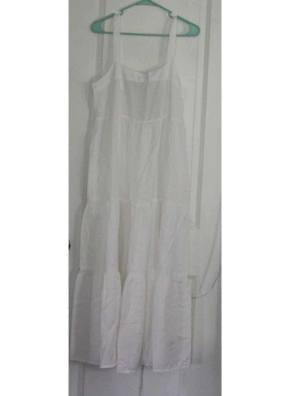 NWT Women’s M Tiered Maxi Midi Britt Dress The Drop White Sleeveless